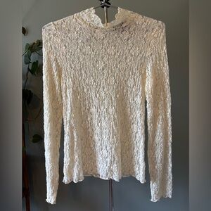 Cider White Lace Long Sleeve Blouse